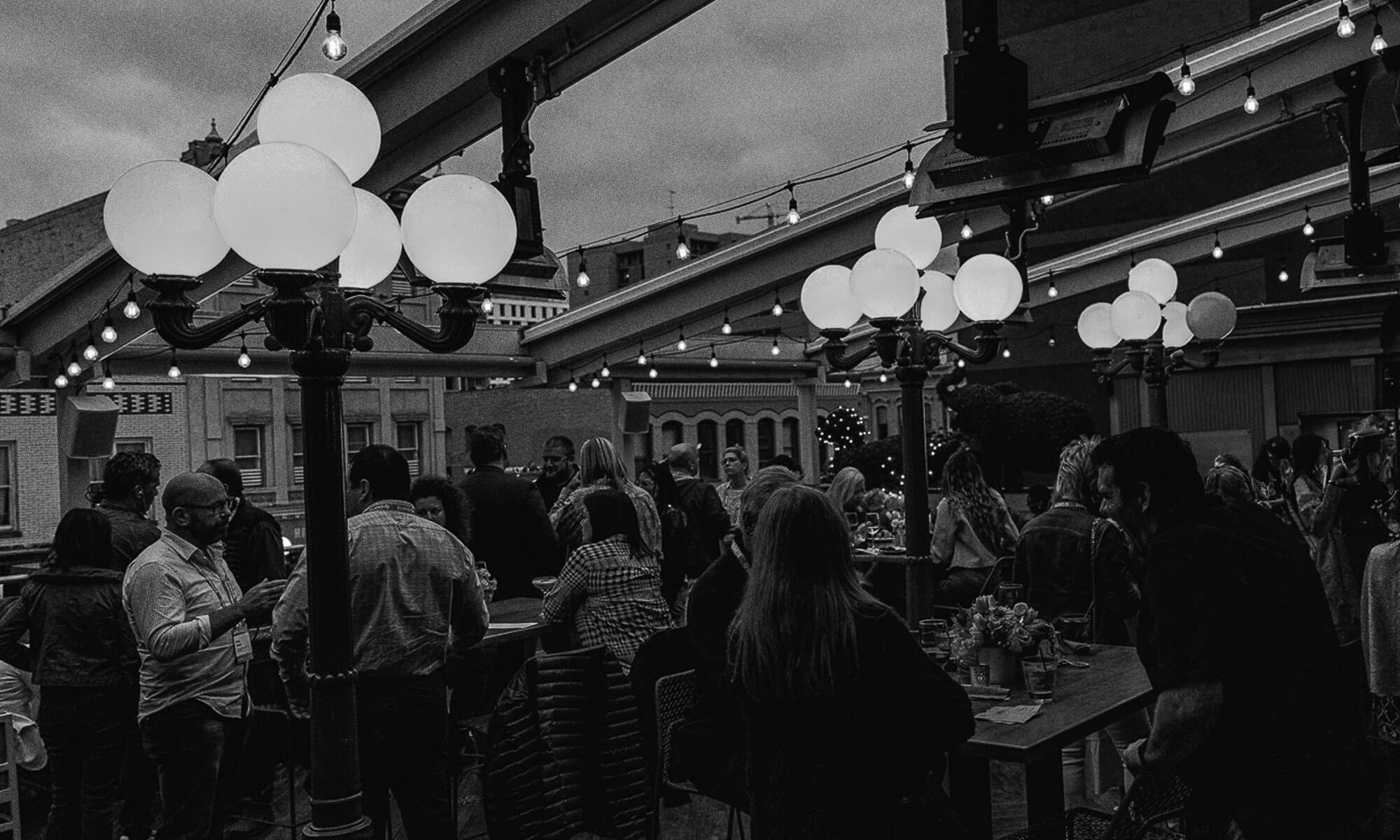 black and white image of rustic root rooftop