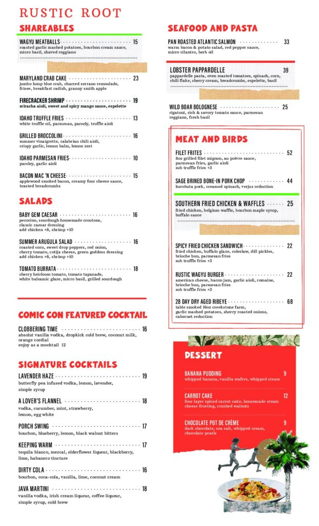 2025 Comic Con All Day Menu - Rustic Root - Rustic Root