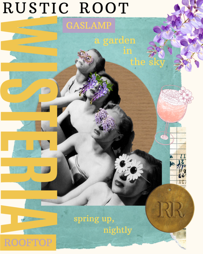 This spring, Rustic Root Gaslamp invites guests back above the city with the launch of Wisteria Rooftop, a seasonal open-air experience debuting May 7. Set in the heart of the Gaslamp Quarter, the rooftop transforms into a garden-inspired escape, complete with cascading wisteria, refreshed ambiance, and a newly curated cocktail program.